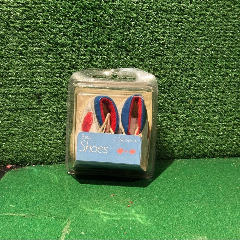 Wee Walker Newborn Style Two-Tone Blue White Tennis Racket Baby Shoes Vintage